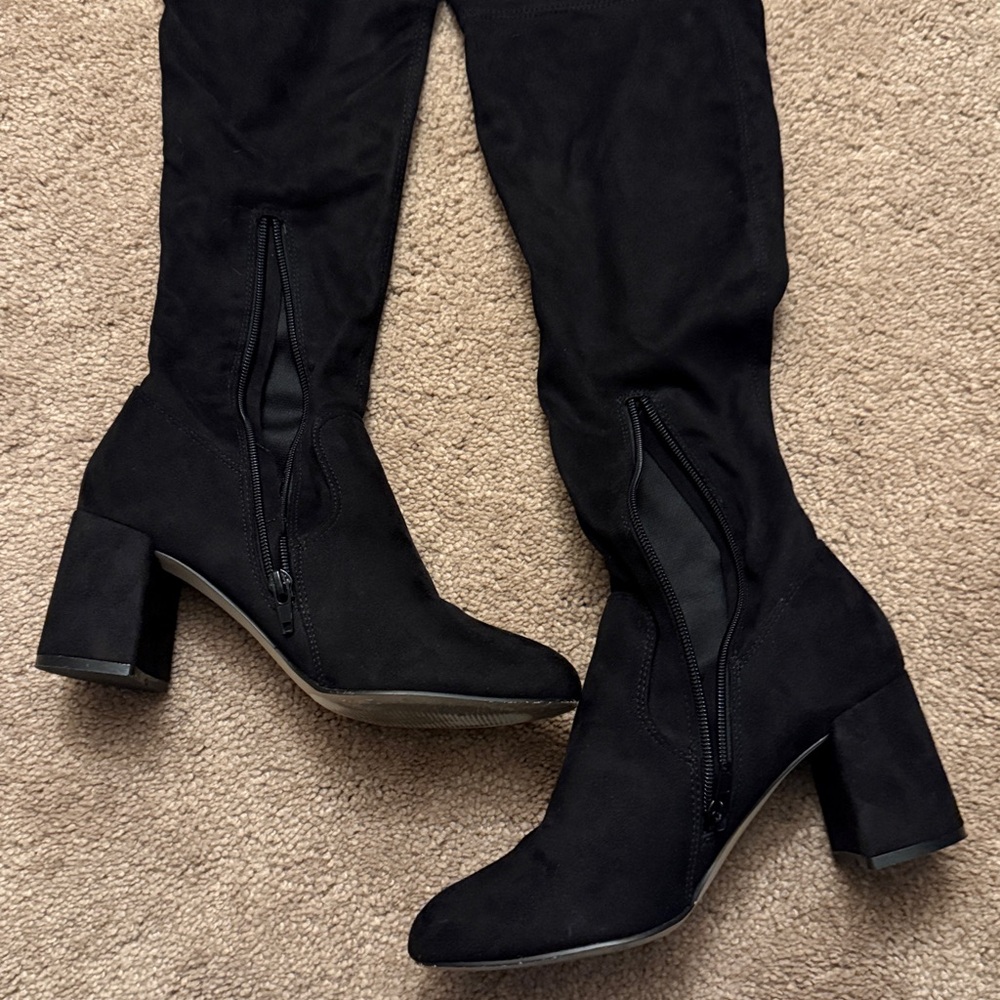 Steve Madden Osana Black Suede Over the Knee Boots Size 7.5 - Picture 10 of 16